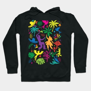 Abstract Carnival Samba Dansers Tropical Tree Leaves Brazilian Carnival Festival Contemporary Pop Art Modern Design Hoodie